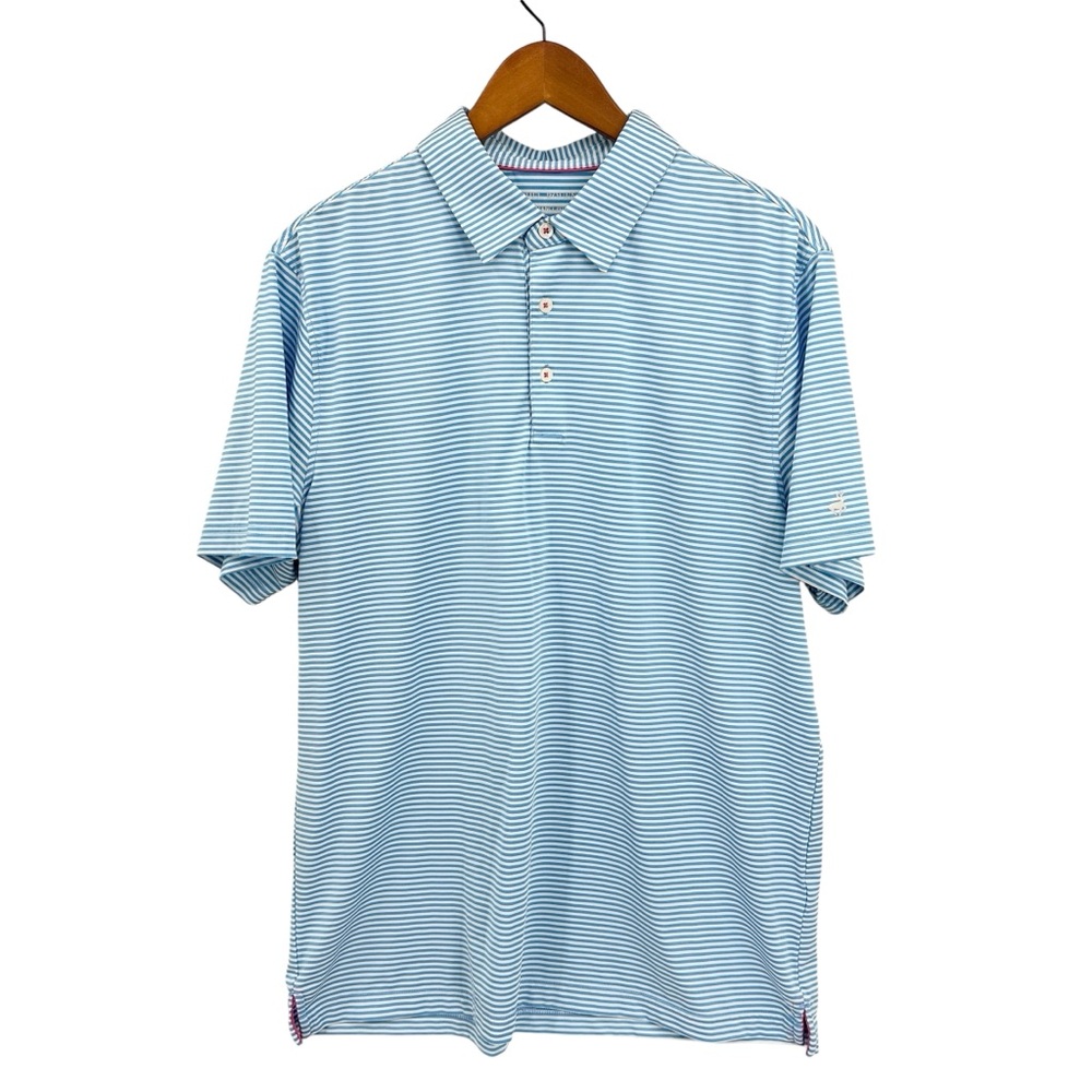 MICHAEL ROUEN Polo Shirt Striped Performance Blue, White